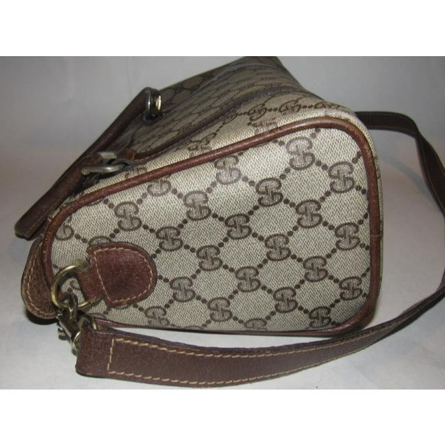 Gucci Boston Vintage Satchelsdesigner Purses Shades Of Brown Large G Logo Print Coated Canvas And Br