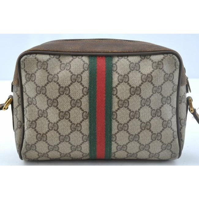 Gucci Ophidia Guccissima Print Vintage Brown Gred And Green Stripe Coated Canvas And Leather Shoulde