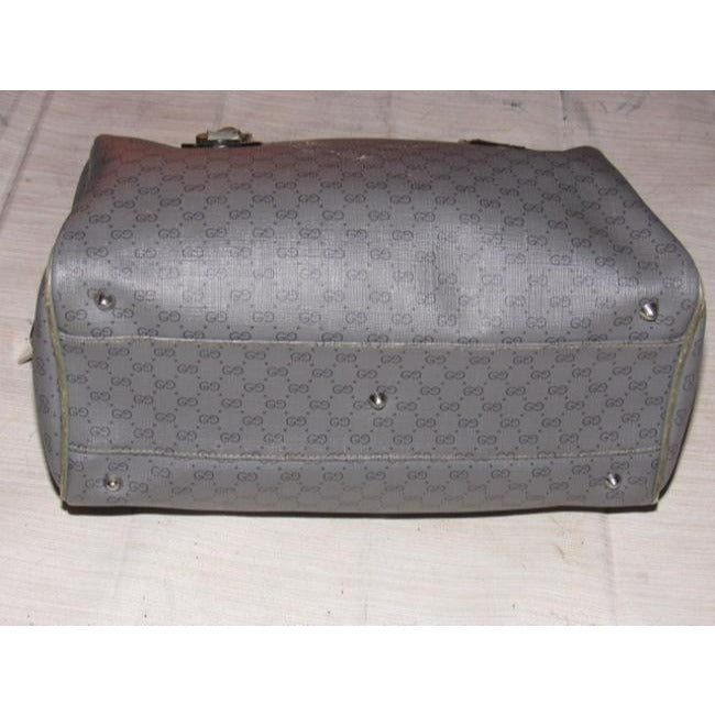 Gucci Vintage Pursesdesigner Purses Dark Grey Small G Logo Print On Lighter Grey Coated Canvas And G