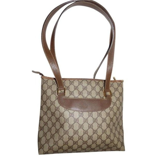 Gucci Gg Supreme Bag Canvasleather Brown Guccissima Print Coated Canvasleather Tote