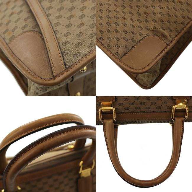 Gucci Bamboo Buckle Top Handle Bag Xl Vintage Micro Guccissima Logo Print With Front Pocket Brown