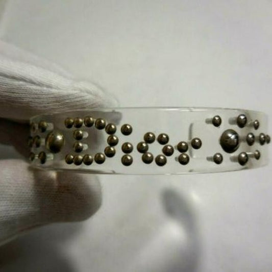 Dior Clear Lucite Cuff Bracelet w Gunmetal Studs