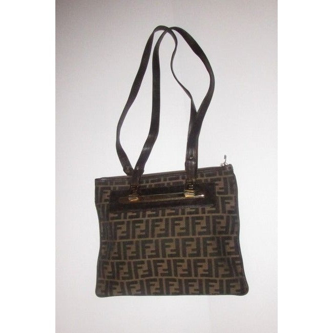 Fendi Vintage Pursesdesigner Purses Zucca Print In Shades Of Brown Coated Canvas And Leather Satchel