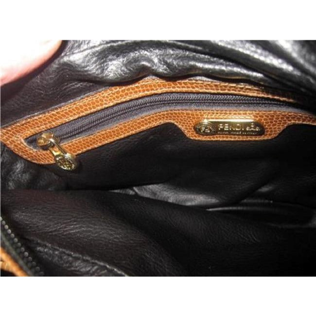Fendi Vintage Pursesdesigner Purses Black Leather And Brown Alligator Skin Leather Cross Body Bag