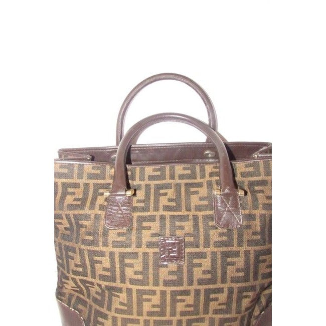 Fendi Top Handle Tobacco Zucca Print Canvas And Leather Satchel