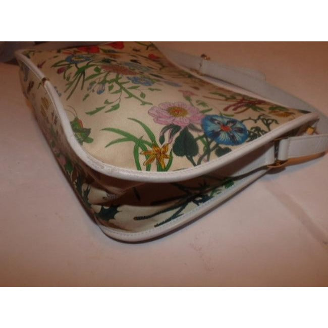 Gucci Garden Souvenir W Floral Print Gold Hardware Yellow Leather Hobo Bag