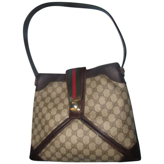 Gucci Guccissima Leather Coated Sherry Line Red Green Brown G Hobo