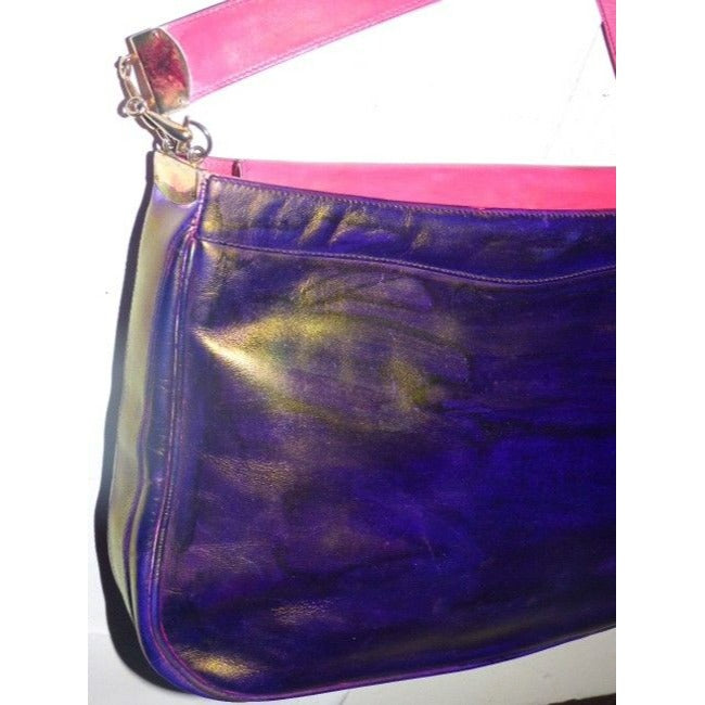 Gucci Vintage Pink And Purple Leather Glossy Shoulder Bag