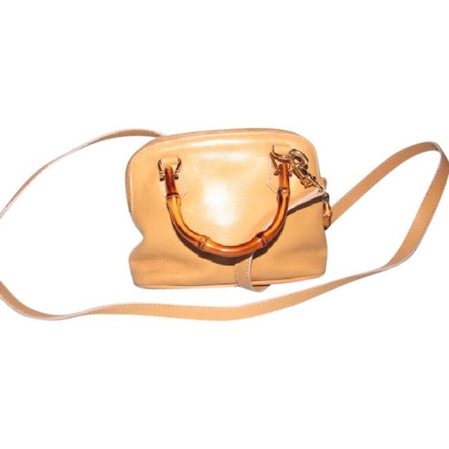 Gucci Camel Leather Two-Way Bamboo Satchel