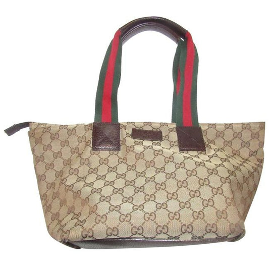 Gucci Web Supreme With Red Green Straps Brown And Gg Leather Tote