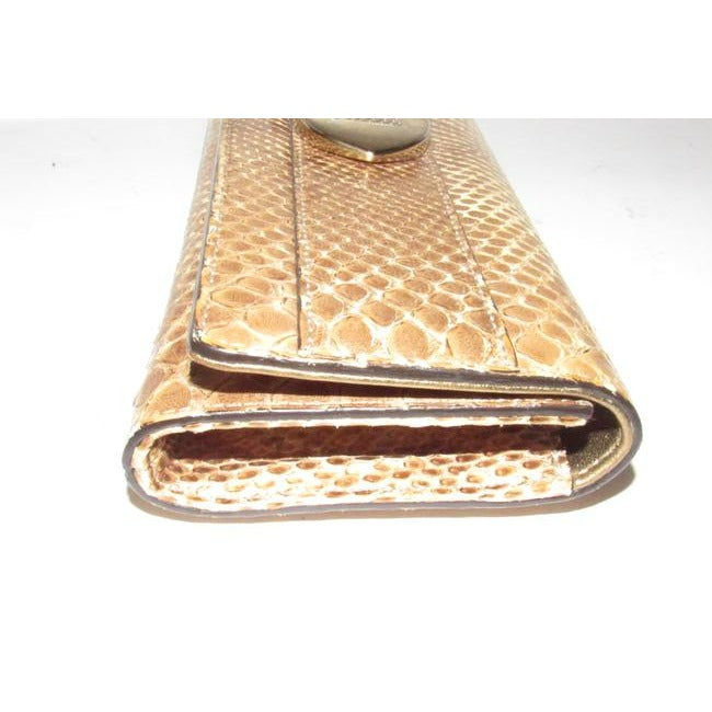 Gucci Romy W Accent Gold Pythongold Buckle Skin Leather Clutch