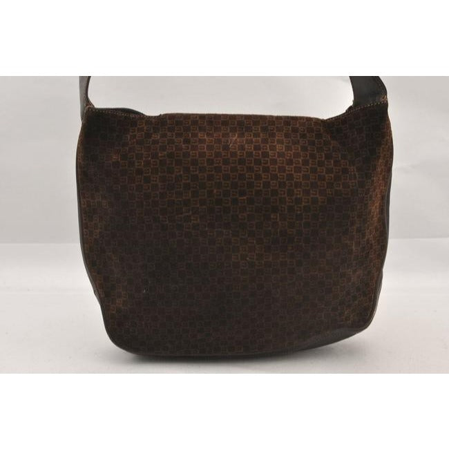 Gucci Padlock Envelope Top Brown Square G Logo Print Gg Suede And Leather Shoulder Bag