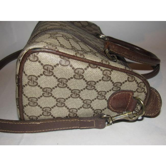 Gucci Boston Vintage Satchelsdesigner Purses Shades Of Brown Large G Logo Print Coated Canvas And Br