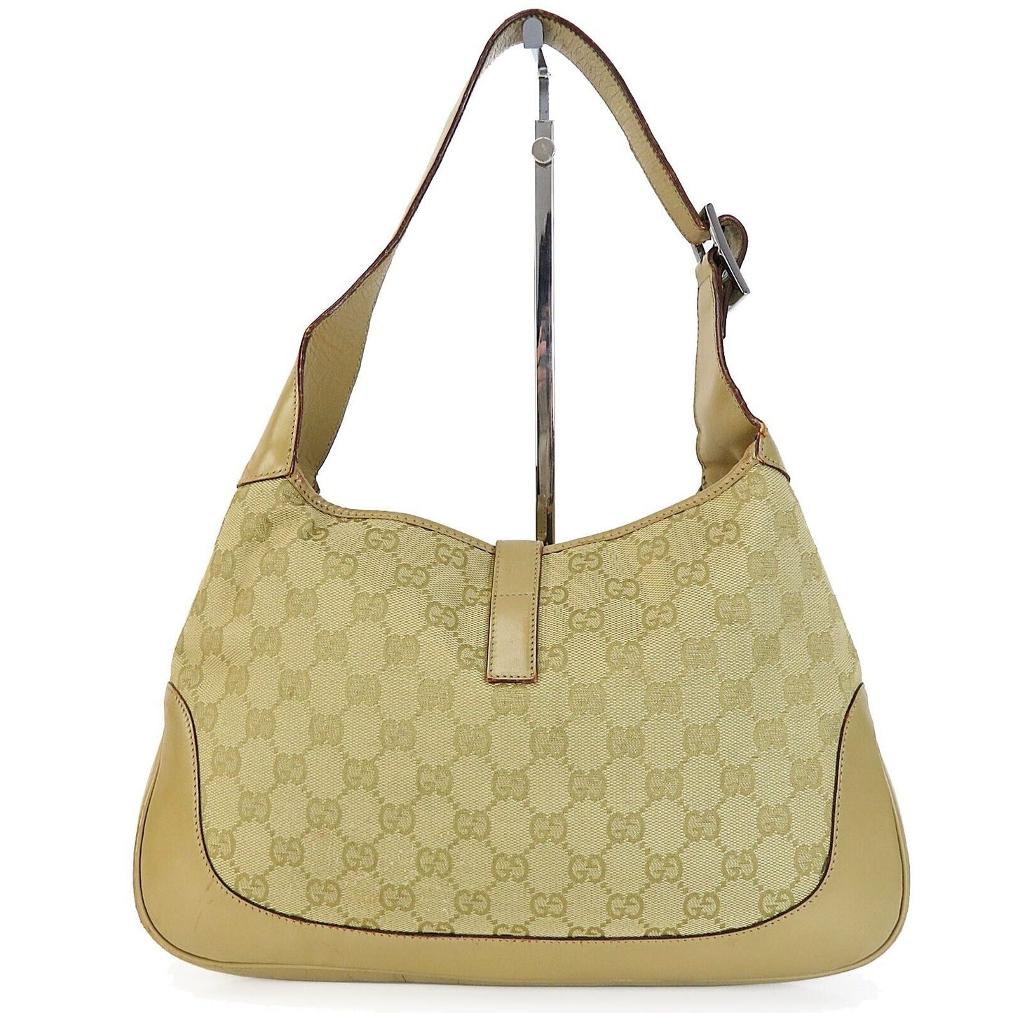 Gucci, light yellow fabric with a camel Guccissima print and metallic leather, Tom Ford era Jackie- O shoulder bag with a