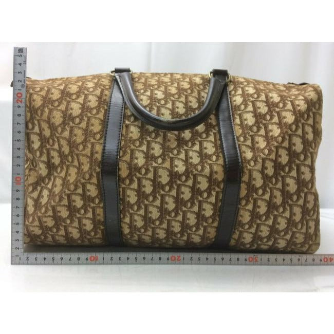Dior Style Purse Trotter Logo Print Canvas In Shades Of Brown And Brown Leather Embroidered Satchel