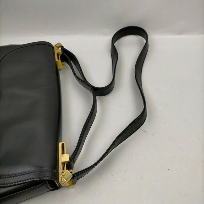 Gucci W Two Way Vtg Kelly Removable Strap Black Leather Cross Body Bag