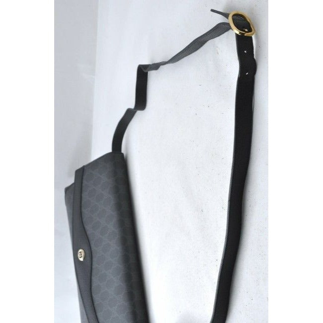 Gucci Clutch Two Way Grey On Black Guccissima Print Coated Canvas And Leather Shoulder Bag