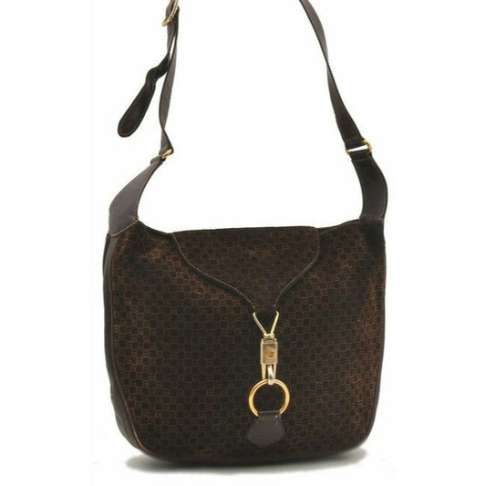 Gucci Padlock Envelope Top Brown Square G Logo Print Gg Suede And Leather Shoulder Bag