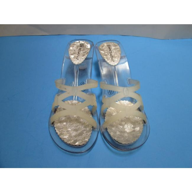 White Stag Jelly Clear Glitter Open Toe Sandals Mulesslides Size Us