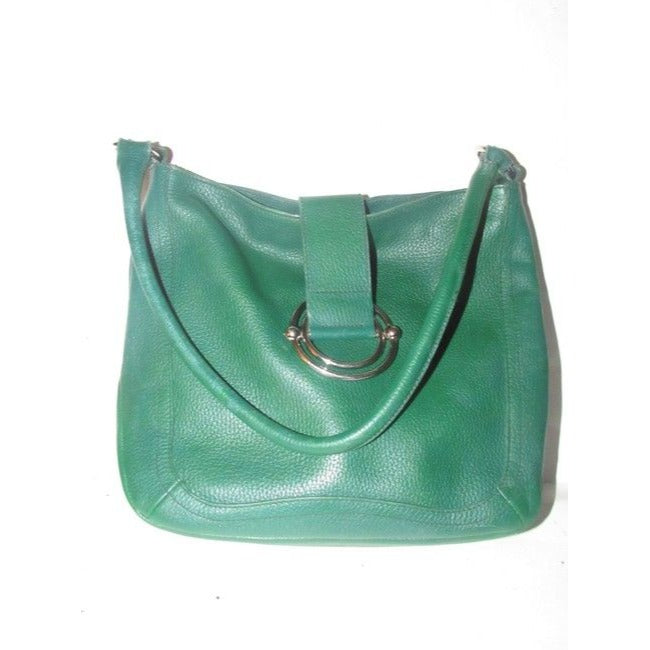 Furla Pursesdesigner Purses Deep Green Leather With Bold Chrome Accents Shoulder Bag