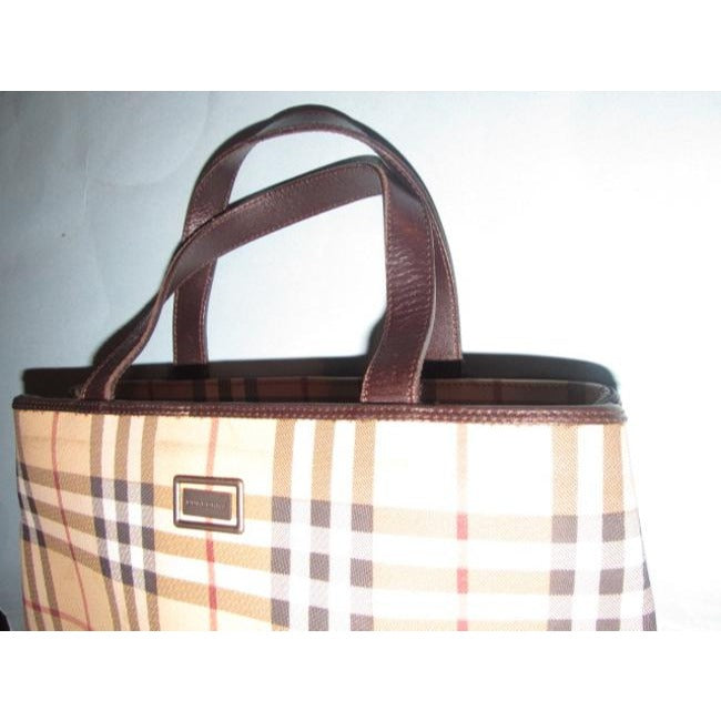 Burberry Nova Check Plaid Canvas & Leather Satchel