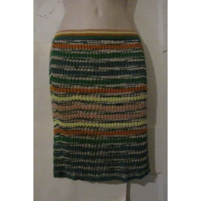 Missoni Green Blue Pink And Orange Multi Colored Striped Chevron Design Skirts