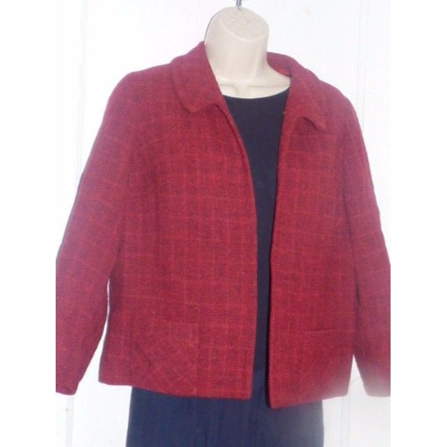 Burberry Burgundy Wool Tweed Vintage Blazer