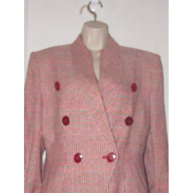 Dior Pink Turquoise Red And White Tweed Vintage Blazer