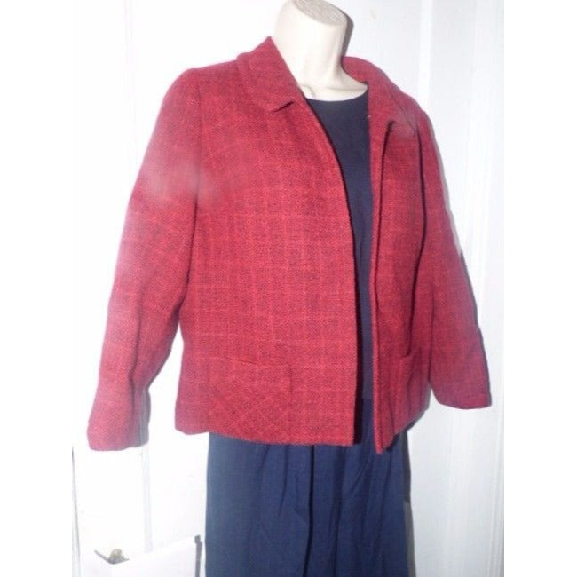 Burberry Burgundy Wool Tweed Vintage Blazer