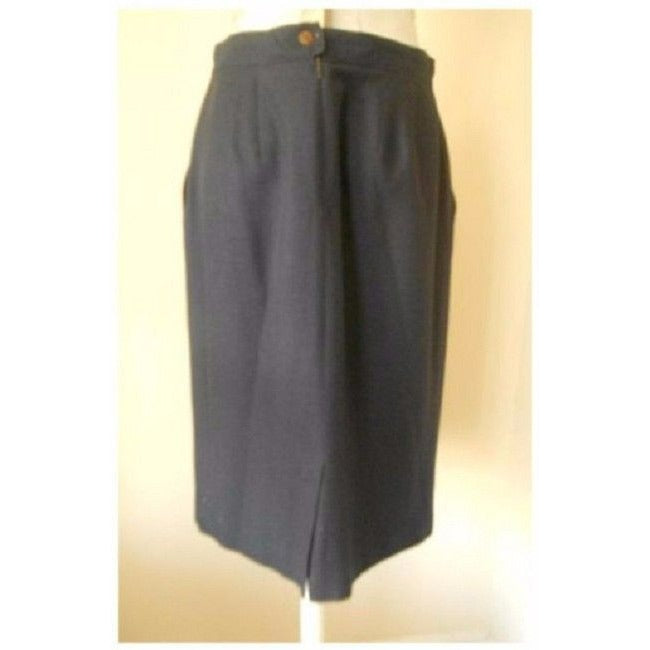 Dior Navy Blue Silk Blend Vintage Skirt