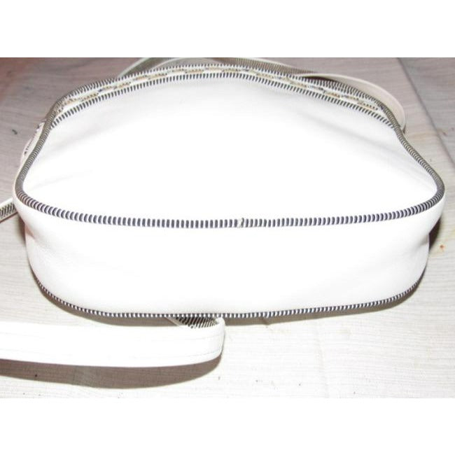 Gucci Vintage White Leather With Black And White Piping Cross Body Bag