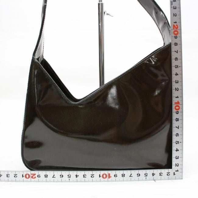 Prada Hobo Asymmetrical Brown Patent Leather Shoulder Bag