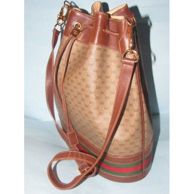 Gucci Vintage Small G Logo Print Coated Canvas And Leather With Red And Green