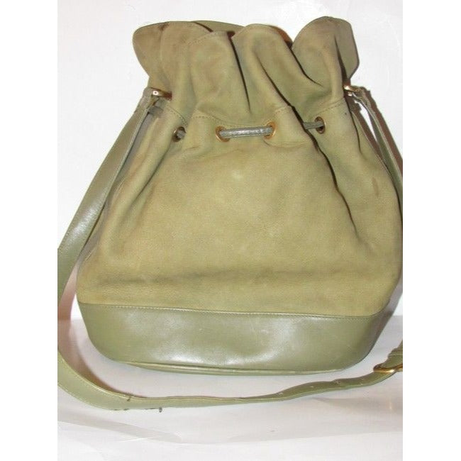 Gucci Vintage Pursesdesigner Purses Aloe Green Suede And Leather With Gold Accents Satchel