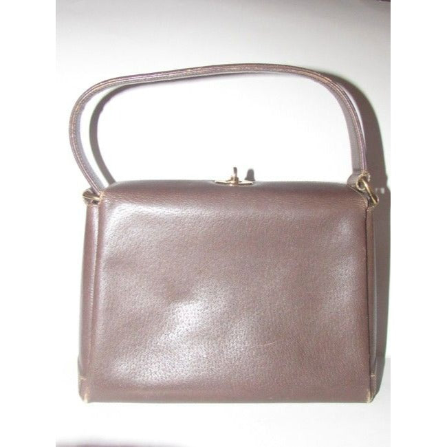 Gucci Boxy Structured Kelly Top Handle Purse Brown Leather Shoulder Bag