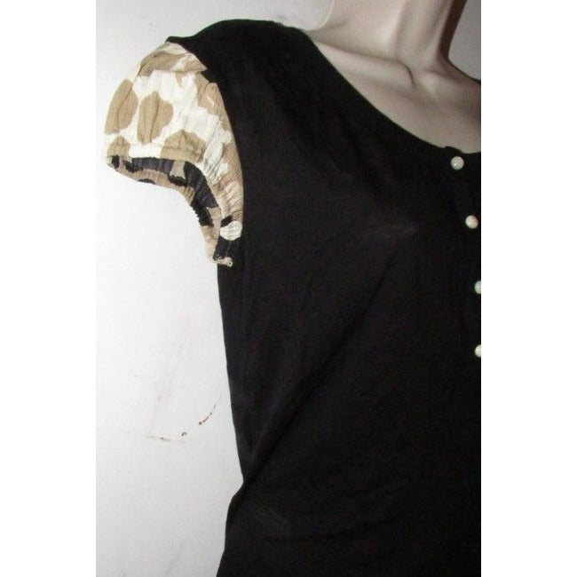 Moschino Black With Red Brown White Black Abstract Floral Print Sleeves Top