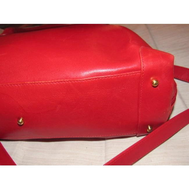 Gucci Vintage Pursesdesigner Purses Supple True Red Leather With Bamboo Accents Satchel