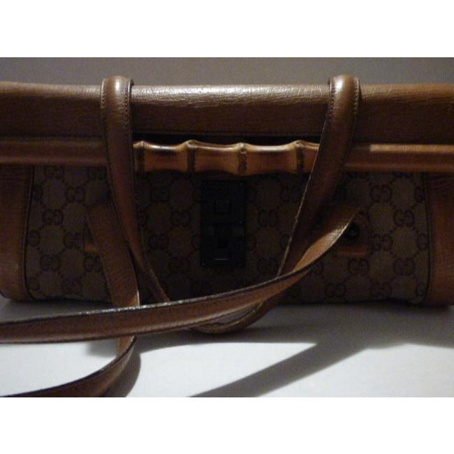 Gucci Vintage Pursesdesigner Purses Camel Textured Leather And Large G Logo Print Canvas Leathercanv