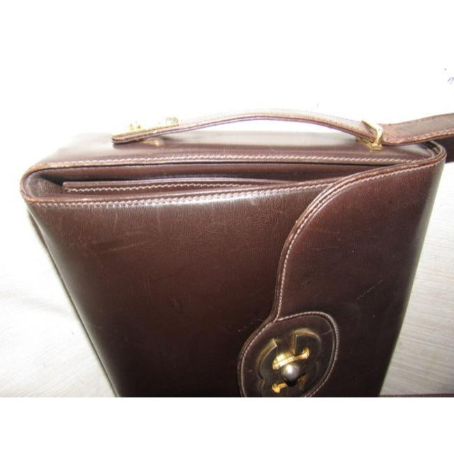 Gucci Vintage Rich Brown Leather Satchel