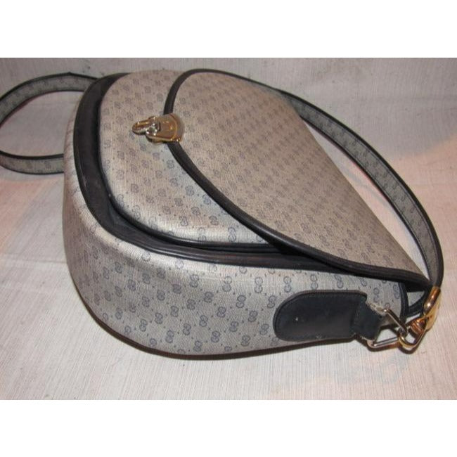 Gucci Vintage Purses Shades Of Blue Leather Coated Canvas Cross Body Bag