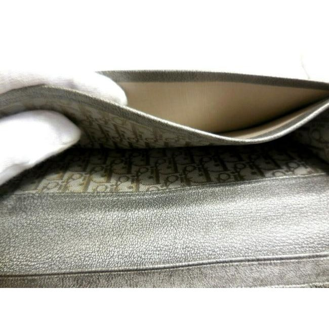 Dior Quilted Silver Leather With Muted Chrome Accents Xl Lady Cannage Miss Continental Checkbook Wallet