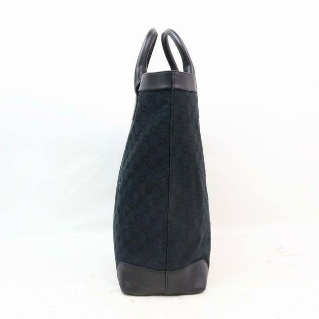 Gucci Web Shoppers Black Leather And Gg Leather Tote