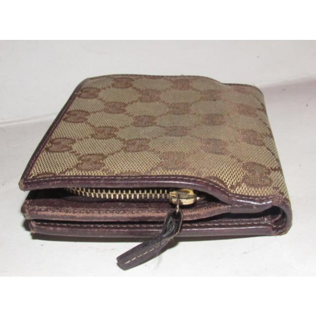 Gucci Brown Large G Logo Print Coated Canvas And Brown Leather With A Gold Abbey D Ring Accent Vinta