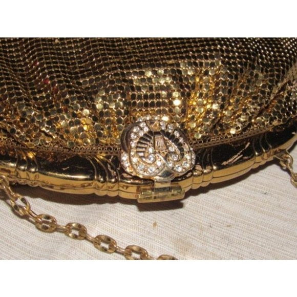 Whiting And Davis Vintage Mirrored Gold Chain Maille Mesh Designer Purse