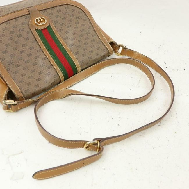 ON SALE! Gucci Sherry Line Micro Guccissima Cross Body Camel Brown Red Green Stripe Leather