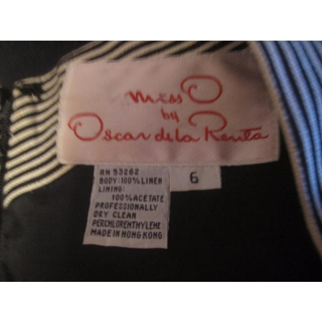 Oscar De La Renta Black Hot Pink And White Print Vintage Knee Length Dress