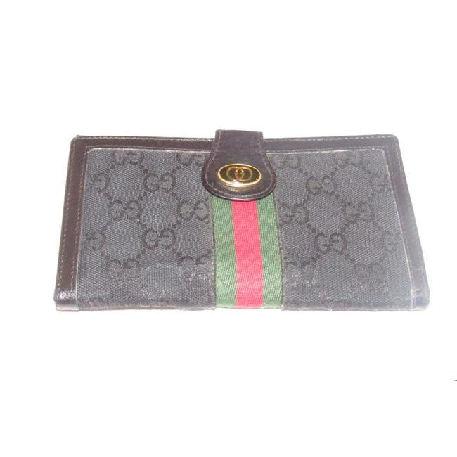 Gucci Black G Printed Green Stripe Collection Wallet