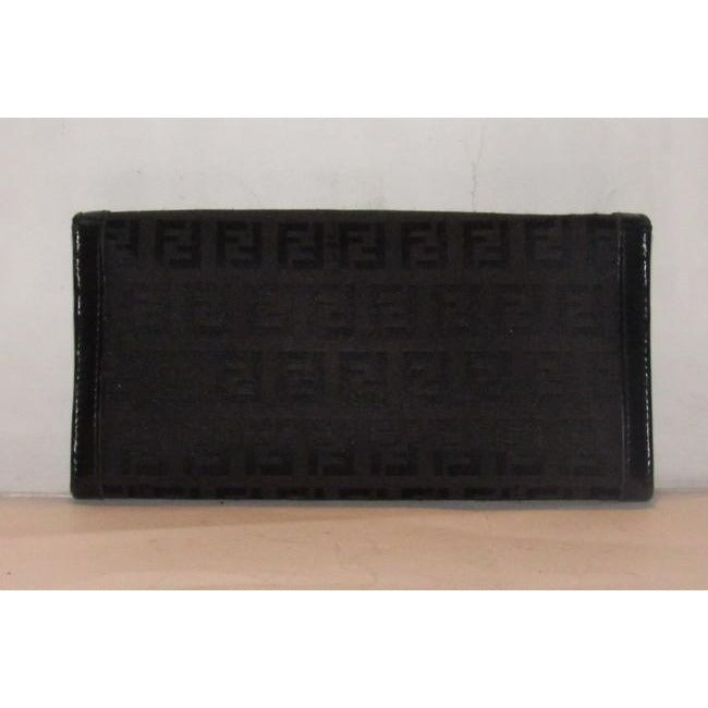 Fendi Black Zucchino Print Xl Wallet