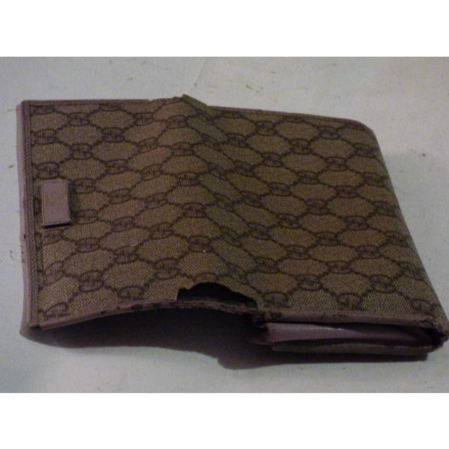 Gucci Brown Large G Logo Print Coated Canvas Leather Modern Wallet