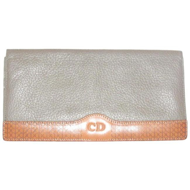 Dior Sage Cd Camel Leather Xl Christian Bi Fold Style Wallet